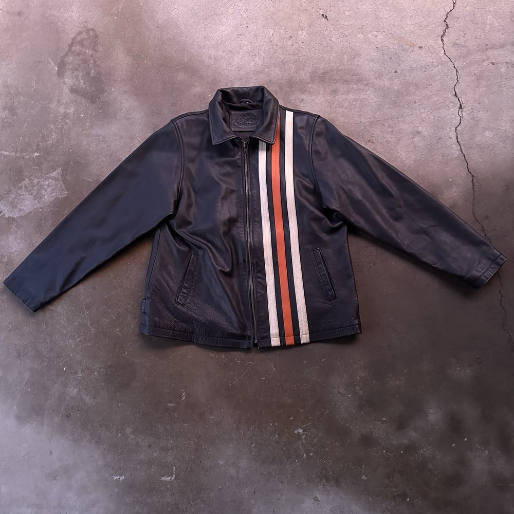 Geek Squad 5 Year Anniversary Jacket Mens XL Black Leather Bomber Full Zip Coat